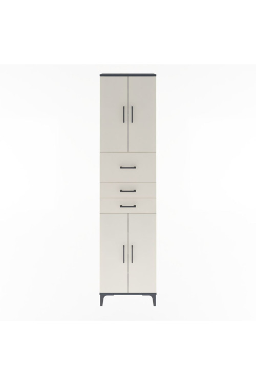 Arges Dolap 4 Raflı 3 Çekmeceli 4 Kapaklı 60 x 30 x 243 Antrasit-Aytaşı