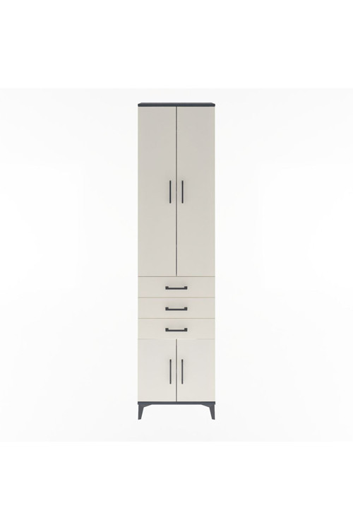 Arges Dolap 5 Raflı 3 Çekmeceli 4 Kapaklı 60 x 30 x 243 Antrasit-Aytaşı