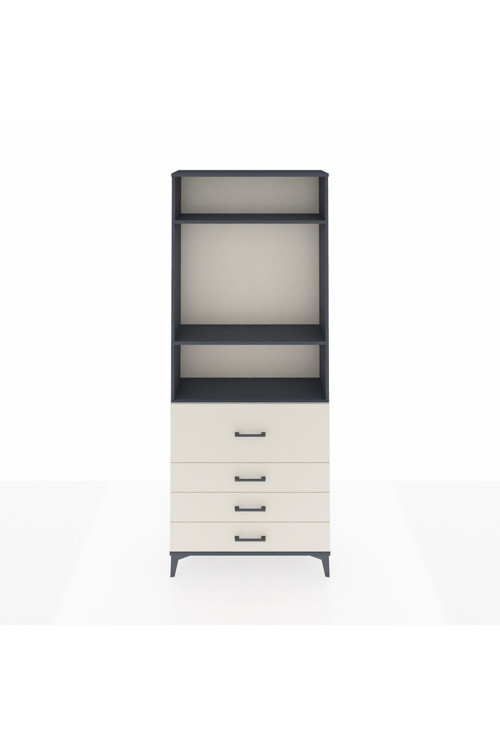 Arges Dolap 3 Raflı 4 Çekmeceli 88 x 30 x 221 Antrasit-Aytaşı