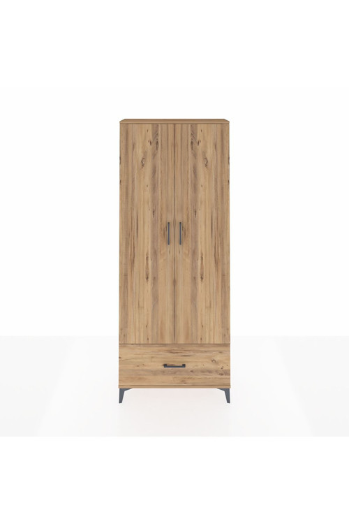 Arges Dolap 5 Raflı Tek Çekmeceli 2 Kapaklı 88 x 30 x 221 Çam-Çam