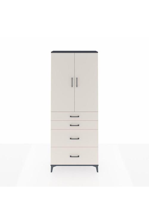 Arges Dolap 2 Raflı 4 Çekmeceli 2 Kapaklı 88 x 30 x 221 Antrasit-Aytaşı