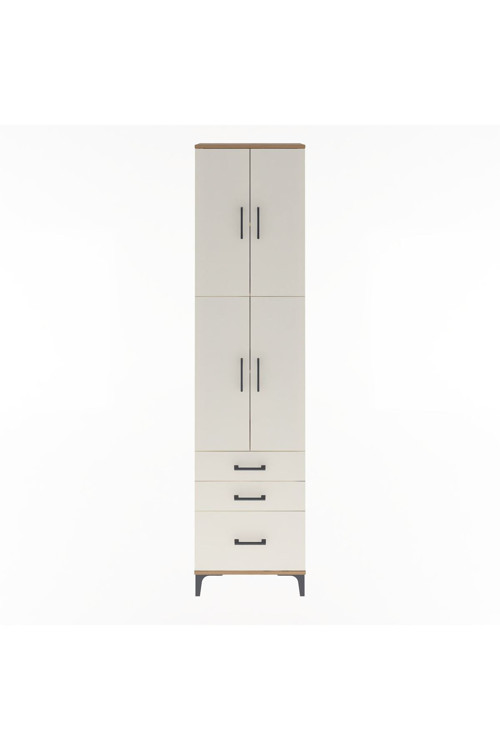 Arges Dolap 4 Raflı 3 Çekmeceli 4 Kapaklı 60 x 30 x 243 Çam-Aytaşı