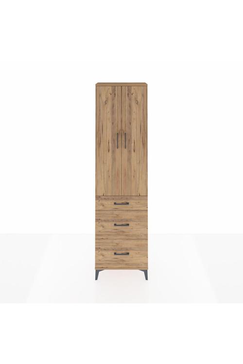 Arges Dolap 3 Raflı 3 Çekmeceli 2 Kapaklı 60 x 30 x 221 Çam-Çam