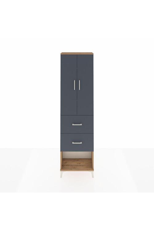 Arges Dolap 3 Raflı 2 Çekmeceli 2 Kapaklı 60 x 30 x 221 Çam-Antrasit