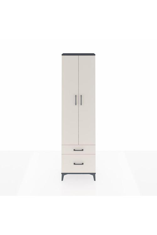 Arges Dolap 3 Raflı 2 Çekmeceli Tek Askılı 60 x 30 x 221 Antrasit-Aytaşı