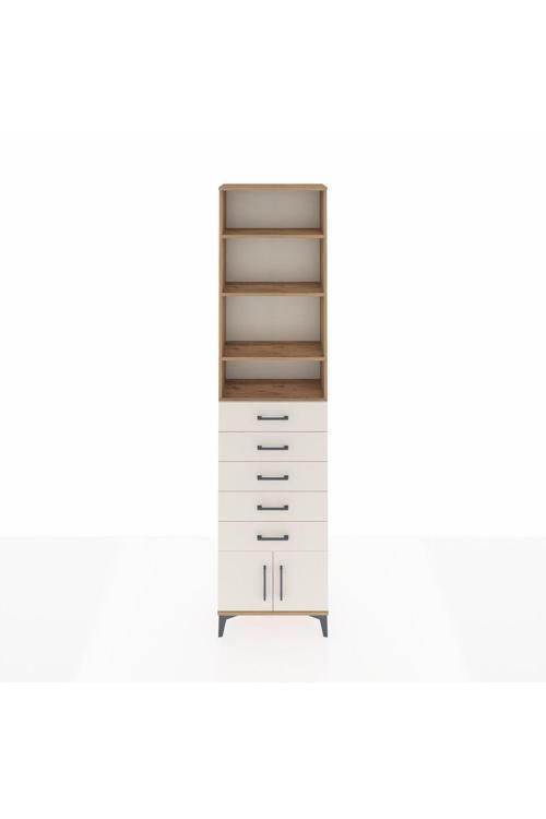 Arges Dolap 4 Raflı 5 Çekmeceli 2 Kapaklı 60 x 30 x 243 Çam-Aytaşı