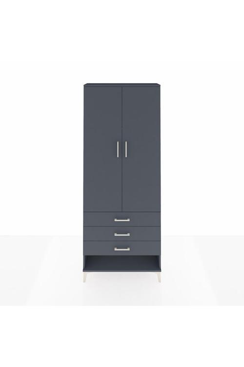 Arges Dolap 2 Raflı 3 Çekmeceli Tek Askılı 88 x 30 x 221 Antrasit-Antrasit