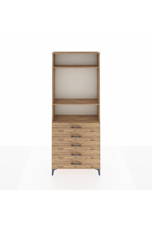 Arges Dolap 3 Raflı 5 Çekmeceli 88 x 30 x 221 Çam-Çam