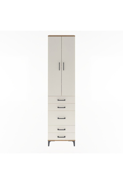 Arges Dolap 4 Raflı 5 Çekmeceli 2 Kapaklı 60 x 30 x 243 Çam-Aytaşı