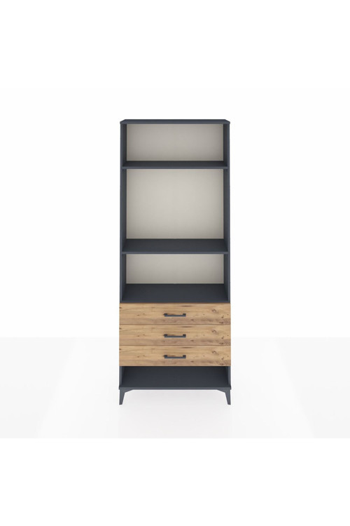 Arges Dolap 3 Raflı 3 Çekmeceli 88 x 30 x 221 Antrasit-Çam