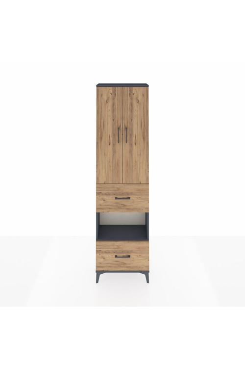 Arges Dolap 4 Raflı 2 Çekmeceli 2 Kapaklı 60 x 30 x 221 Antrasit-Çam