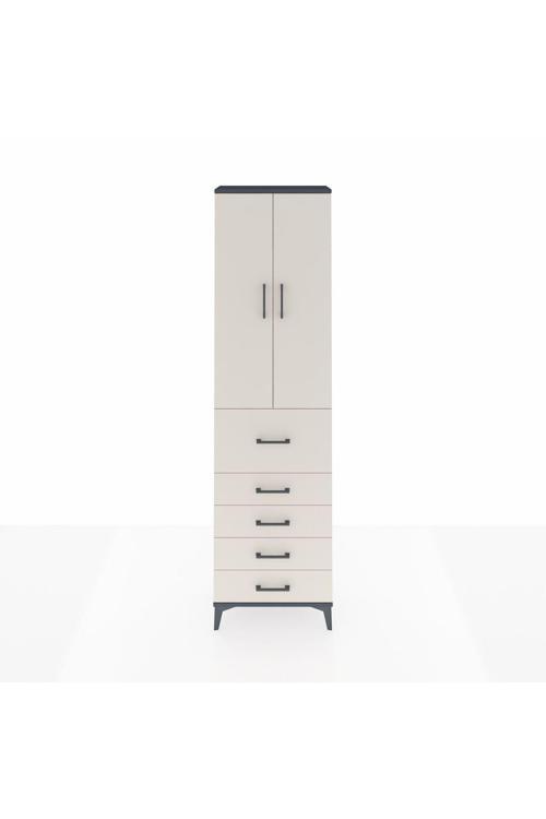 Arges Dolap 2 Raflı 5 Çekmeceli 2 Kapaklı 60 x 30 x 221 Antrasit-Aytaşı