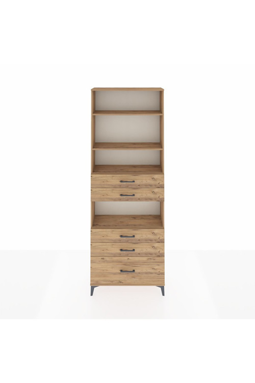 Arges Dolap 4 Raflı 5 Çekmeceli 88 x 30 x 243 Çam-Çam