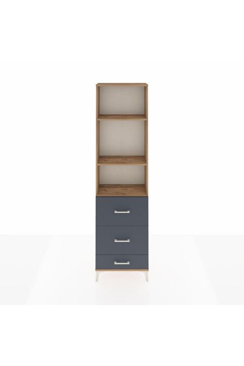 Arges Dolap 3 Raflı 3 Çekmeceli 60 x 30 x 221 Çam-Antrasit