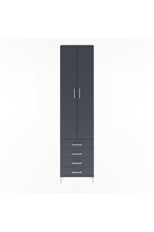 Arges Dolap 4 Raflı 4 Çekmeceli 2 Kapaklı 60 x 30 x 243 Antrasit-Antrasit