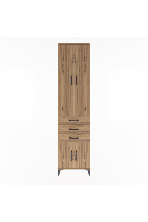 Arges Dolap 5 Raflı 3 Çekmeceli 4 Kapaklı 60 x 30 x 243 Çam-Çam