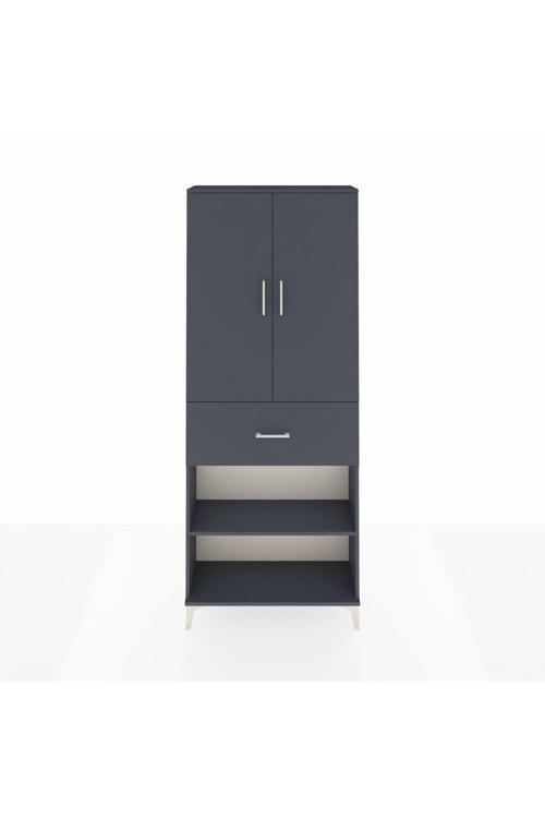 Arges Dolap 4 Raflı Tek Çekmeceli 2 Kapaklı 88 x 30 x 221 Antrasit-Antrasit