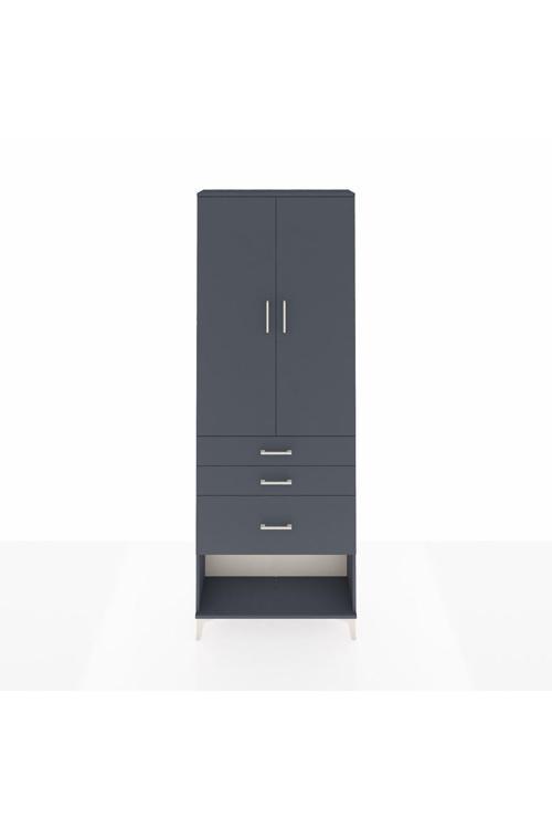 Arges Dolap 3 Raflı 3 Çekmeceli 2 Kapaklı 88 x 30 x 243 Antrasit-Antrasit