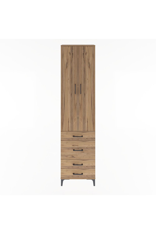 Arges Dolap 4 Raflı 4 Çekmeceli 2 Kapaklı 60 x 30 x 243 Çam-Çam