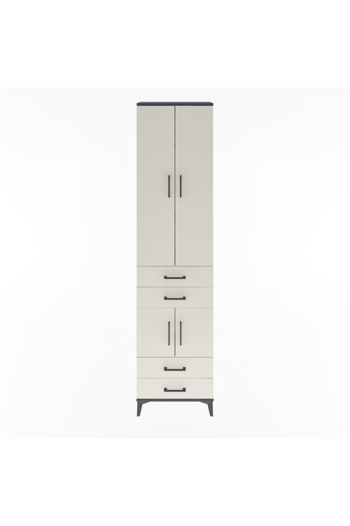 Arges Dolap 4 Raflı 4 Çekmeceli 4 Kapaklı 60 x 30 x 243 Antrasit-Aytaşı
