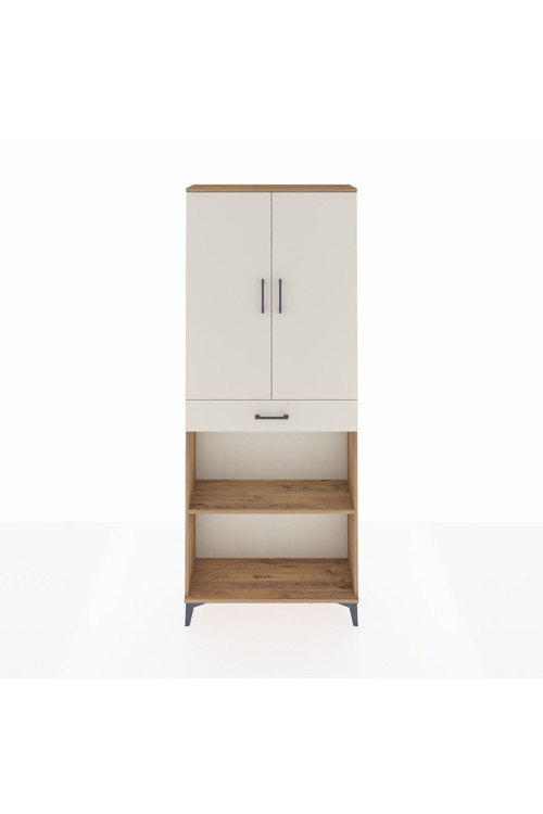 Arges Dolap 4 Raflı Tek Çekmeceli 2 Kapaklı 88 x 30 x 221 Çam-Aytaşı