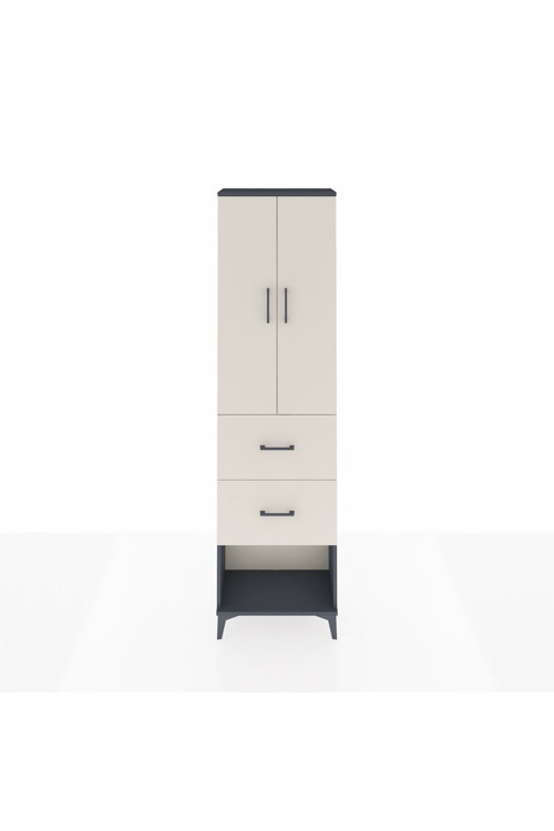 Arges Dolap 2 Raflı 2 Çekmeceli Tek Askılı 60 x 30 x 221 Antrasit-Aytaşı