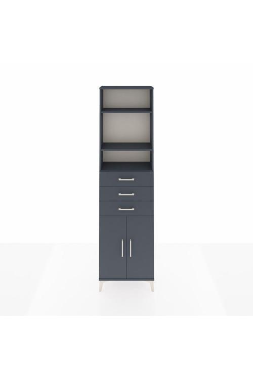 Arges Dolap 4 Raflı 3 Çekmeceli 2 Kapaklı 60 x 30 x 221 Antrasit-Antrasit