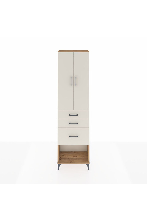 Arges Dolap 3 Raflı 3 Çekmeceli 2 Kapaklı 60 x 30 x 221 Çam-Aytaşı