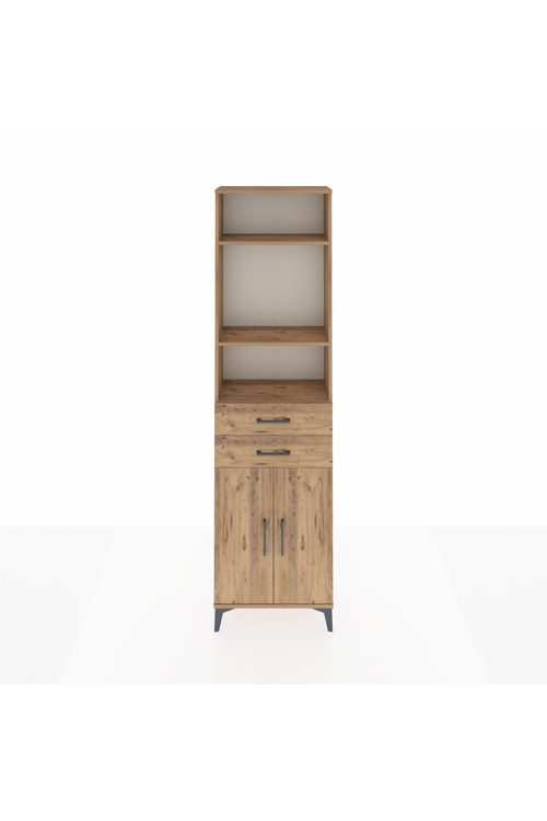 Arges Dolap 4 Raflı 2 Çekmeceli 2 Kapaklı 60 x 30 x 221 Çam-Çam