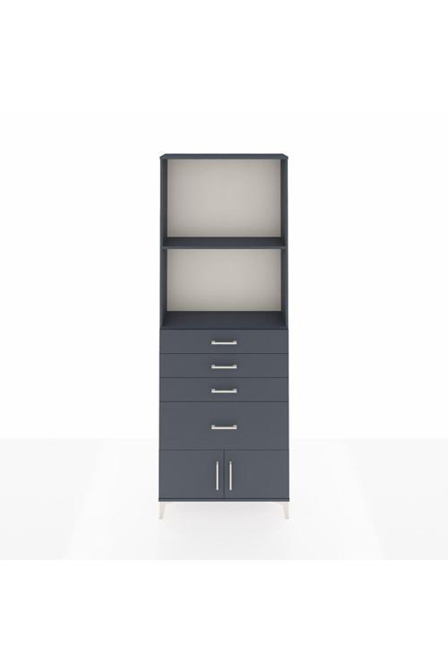 Arges Dolap 2 Raflı 4 Çekmeceli 2 Kapaklı 88 x 30 x 243 cm Antrasit - Antrasit