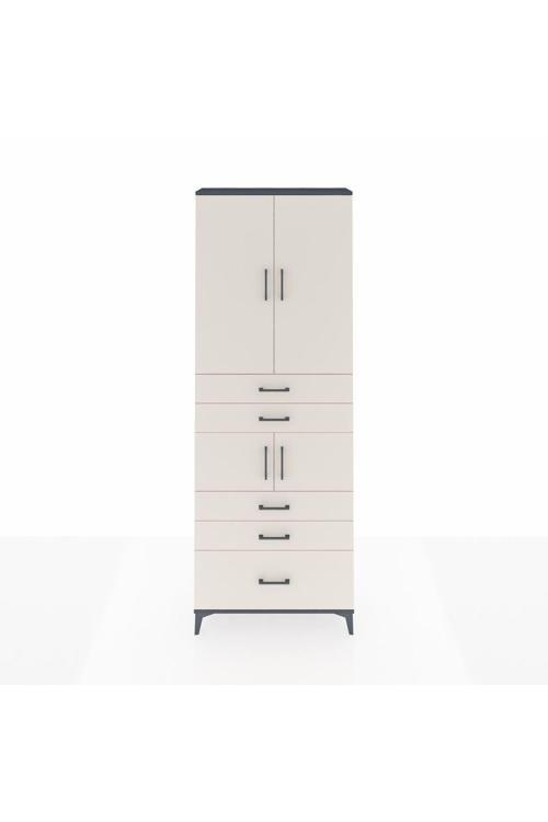 Arges Dolap 4 Raflı 5 Çekmeceli 4 Kapaklı 88 x 30 x 243 Antrasit-Aytaşı