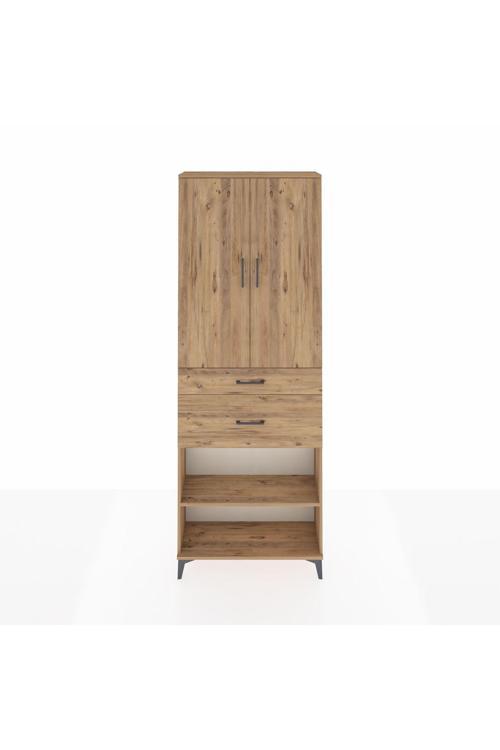 Arges Dolap 4 Raflı 2 Çekmeceli 2 Kapaklı 88 x 30 x 243 Çam-Çam