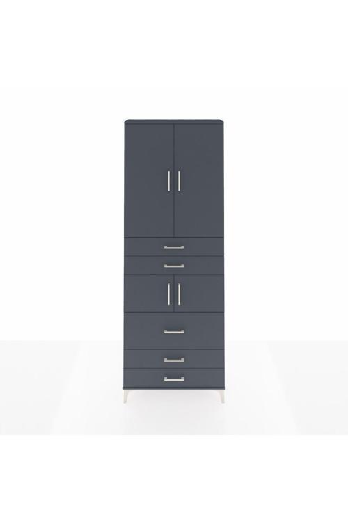 Arges Dolap 4 Raflı 5 Çekmeceli 4 Kapaklı 88 x 30 x 243 Antrasit-Antrasit