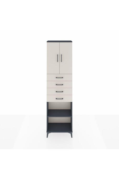 Arges Dolap 3 Raflı 4 Çekmeceli 2 Kapaklı 60 x 30 x 221 Antrasit-Aytaşı