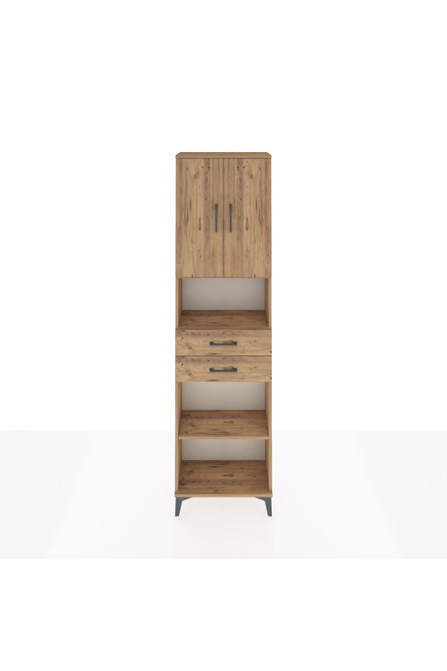 Arges Dolap 4 Raflı 2 Çekmeceli 2 Kapaklı 60 x 30 x 221 Çam-Çam