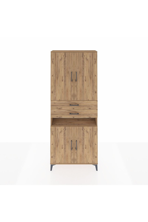 Arges Dolap 5 Raflı 2 Çekmeceli 4 Kapaklı 88 x 30 x 221 Çam-Çam
