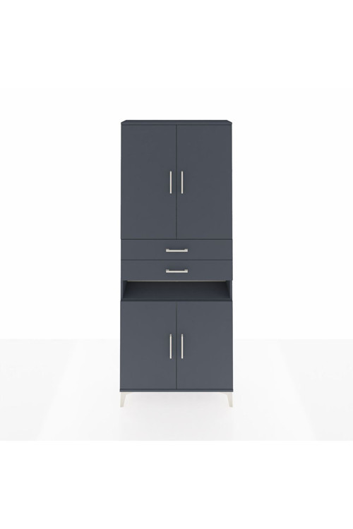 Arges Dolap 5 Raflı 2 Çekmeceli 4 Kapaklı 88 x 30 x 221 cm Antrasit - Antrasit