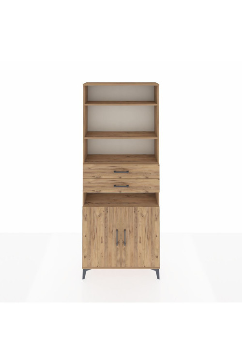 Arges Dolap 5 Raflı 2 Çekmeceli 2 Kapaklı 88 x 30 x 221 Çam-Çam