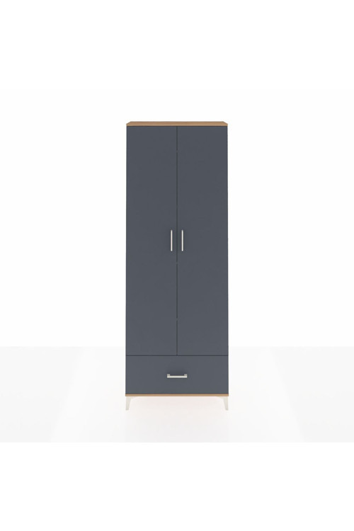 Arges Dolap 5 Raflı 1 Çekmeceli 2 Kapaklı 88 x 30 x 243 cm Çam - Antrasit