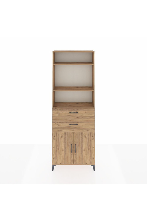Arges Dolap 4 Raflı 2 Çekmeceli 2 Kapaklı 88 x 30 x 243 Çam-Çam