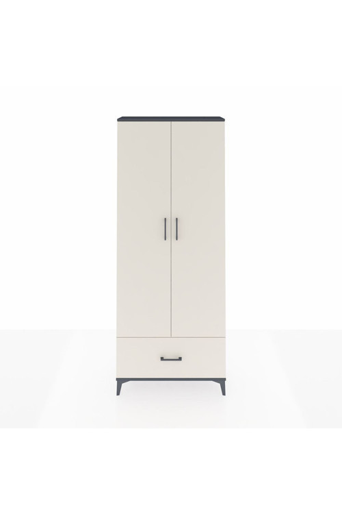 Arges Dolap 5 Raflı Tek Çekmeceli 2 Kapaklı 88 x 30 x 221 Antrasit-Aytaşı