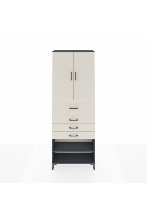 Arges Dolap 4 Raflı 4 Çekmeceli 2 Kapaklı 88 x 30 x 243 Antrasit-Aytaşı
