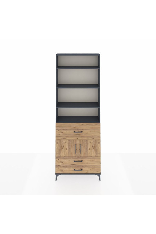 Arges Dolap 5 Raflı 3 Çekmeceli 2 Kapaklı 88 x 30 x 243 Antrasit-Çam