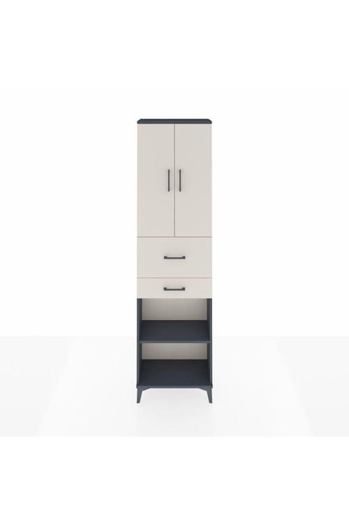 Arges Dolap 4 Raflı 2 Çekmeceli 2 Kapaklı 60 x 30 x 221 Antrasit-Aytaşı