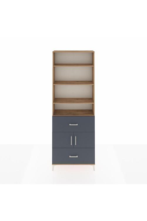 Arges Dolap 5 Raflı 2 Çekmeceli 2 Kapaklı 88 x 30 x 243 Çam-Antrasit