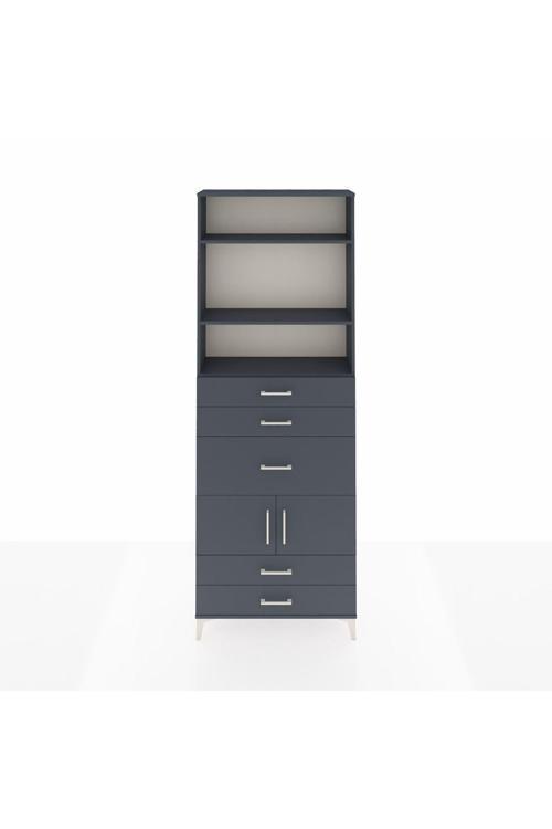 Arges Dolap 4 Raflı 5 Çekmeceli 2 Kapaklı 88 x 30 x 243 Antrasit-Antrasit