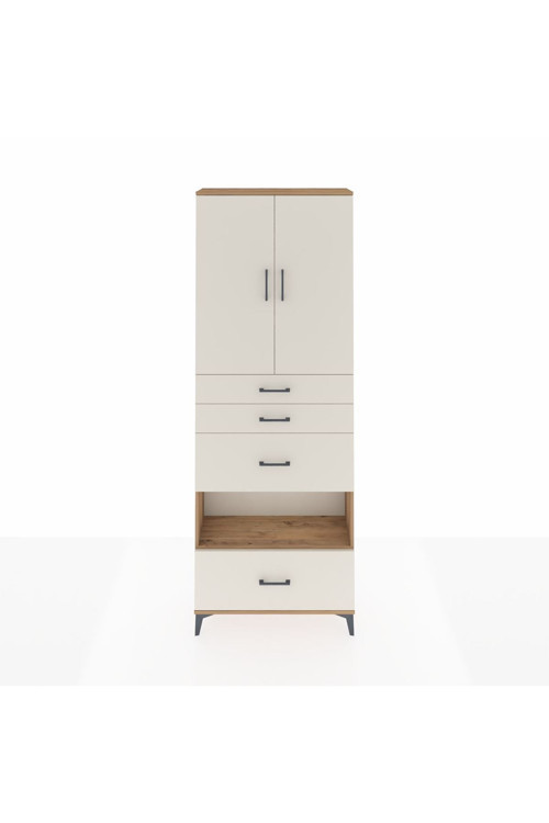 Arges Dolap 4 Raflı 4 Çekmeceli 2 Kapaklı 88 x 30 x 243 Çam-Aytaşı