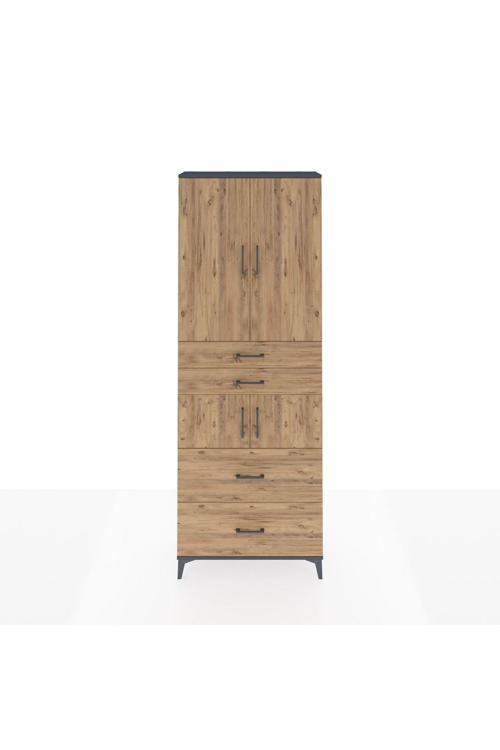 Arges Dolap 4 Raflı 4 Çekmeceli 4 Kapaklı 88 x 30 x 243 Antrasit-Çam