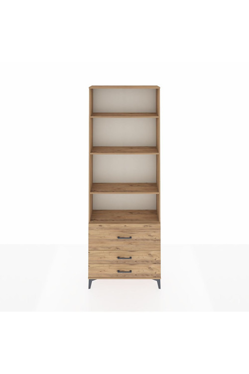 Arges Dolap 4 Raflı 3 Çekmeceli 88 x 30 x 243 Çam-Çam