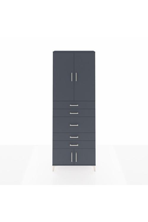 Arges Dolap 3 Raflı 5 Çekmeceli 4 Kapaklı 88 x 30 x 243 Antrasit-Antrasit